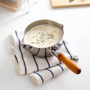 日本进口玉虎堂304不锈钢奶锅双导流口辅食锅一人食家用汤锅泼油