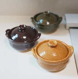 日本进口万古烧土锅迷你小号炖锅一人食砂锅蒸米饭炖菜蒸蛋锅