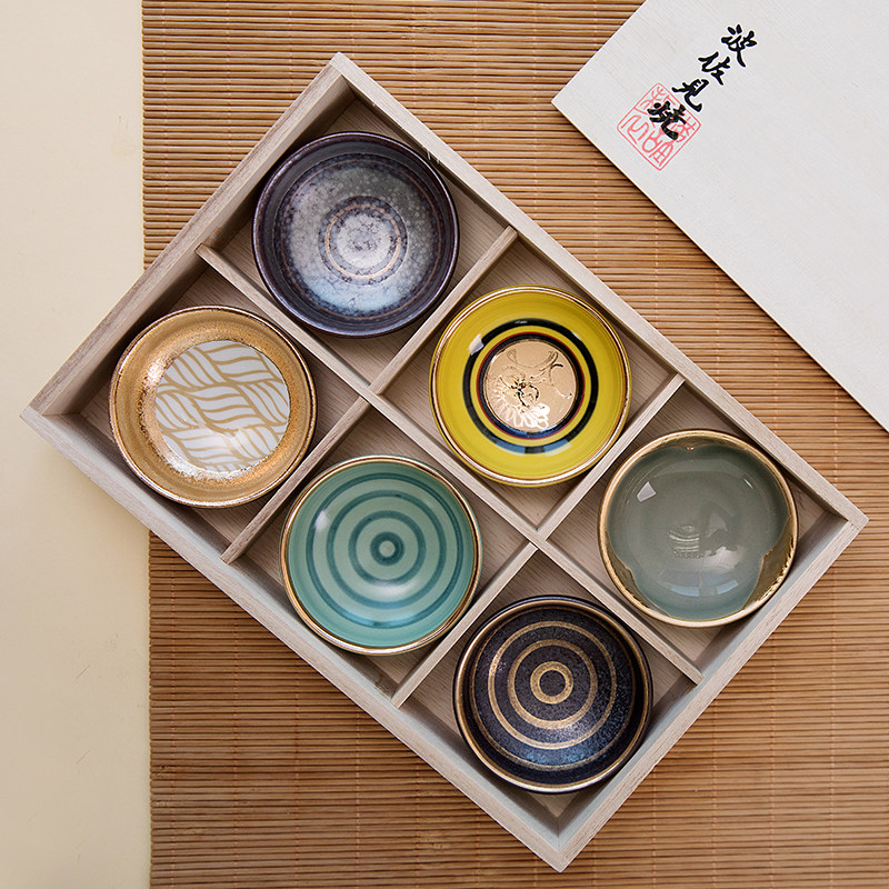 日本原装木盒波佐见黑釉天目烧粗陶功夫茶杯品茗杯茶碗套装礼品