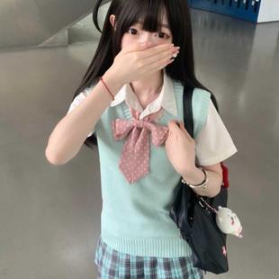 学院风甜美纯色百搭基础款 女 针织套头衬衫 JK叠穿甜美校供漫感新款