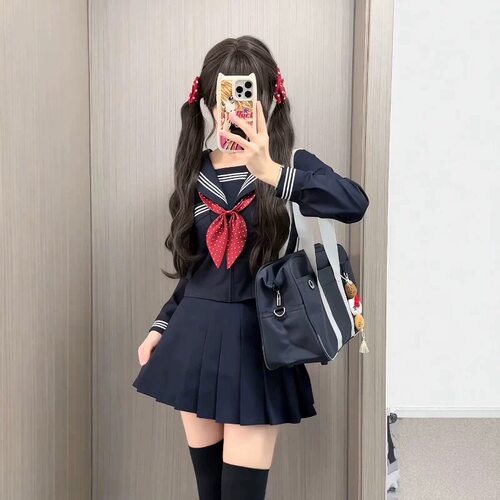 日系JK制服绀三本水手服上衣长袖学院风校供套装女生