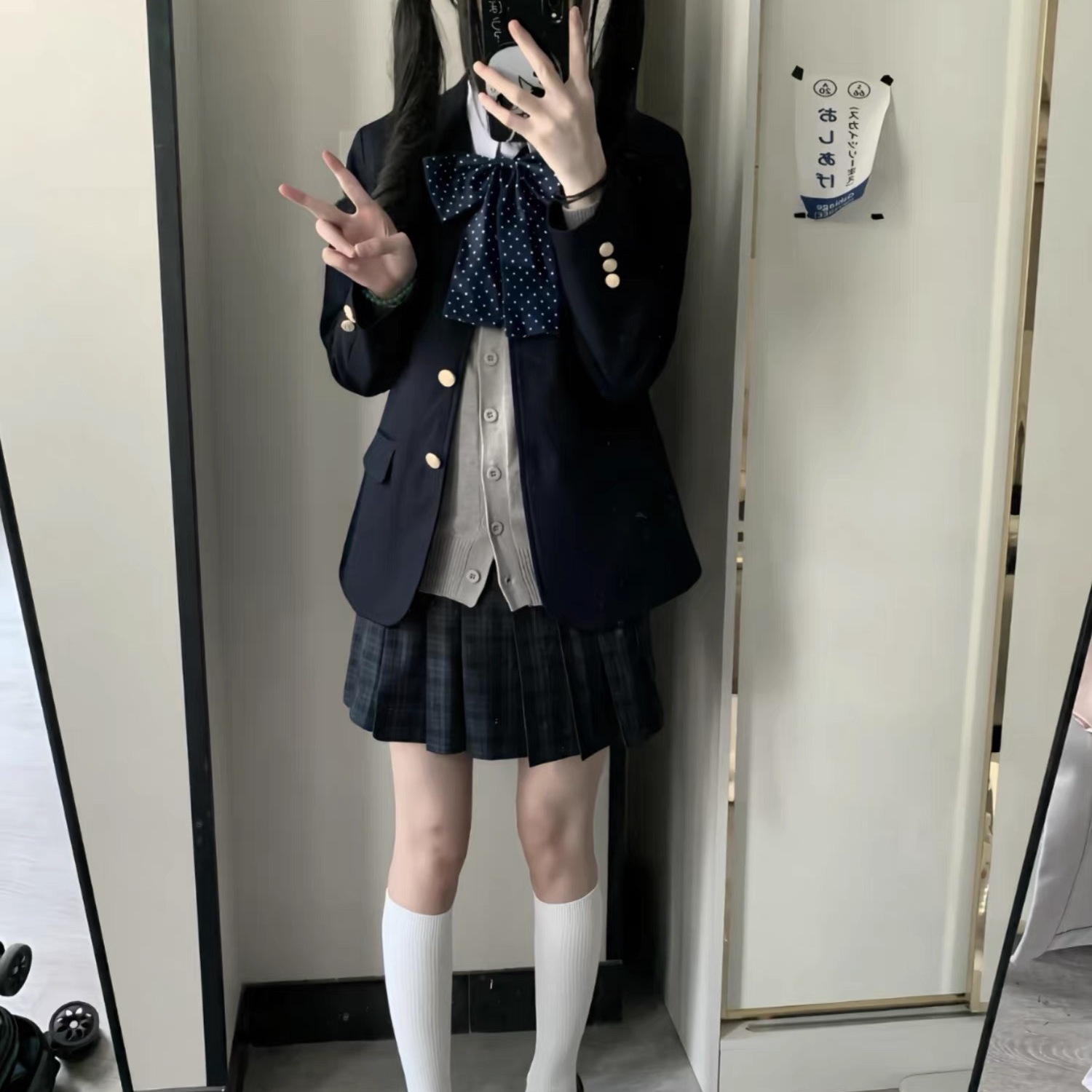 原创jk制服日系学院风校供感叠穿针织开衫毛衣外套女秋冬套装