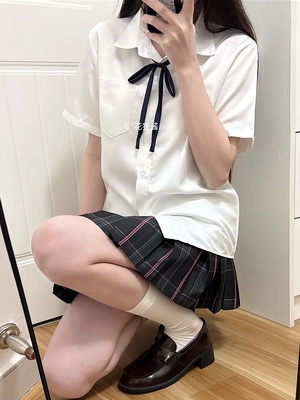 夏季短袖衬衫jk基础款宽松日系原创百搭女短袖衬衣上衣纯色学院风