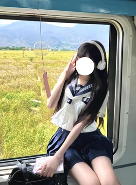 日系JK制服白三本短袖水手服叠穿绀色短裙校供感学院风女夏季套装