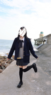 日系学院风JK制服女秋冬深蓝西装外套海苔格裙校供感百搭显瘦套装