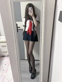 水手服叠穿校供感绀短裙日系原创JK制服穿搭 白三本短袖 套装 女夏季