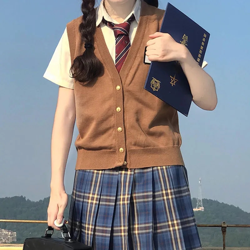 春秋新款针织开衫毛衣背心日系jk基础款马甲外套女学院风百搭校服