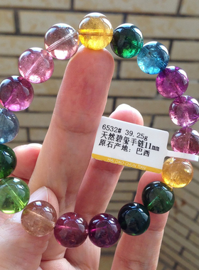 11mm大尺寸浓郁色天然碧玺手链