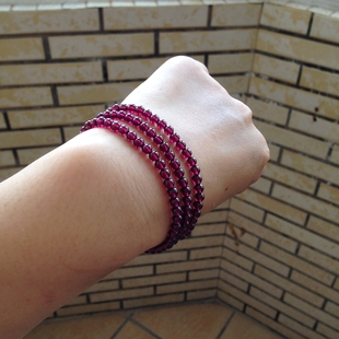 天然紫牙乌石榴石三圈手链高透玻璃体 配权威质检证书 十八年老店