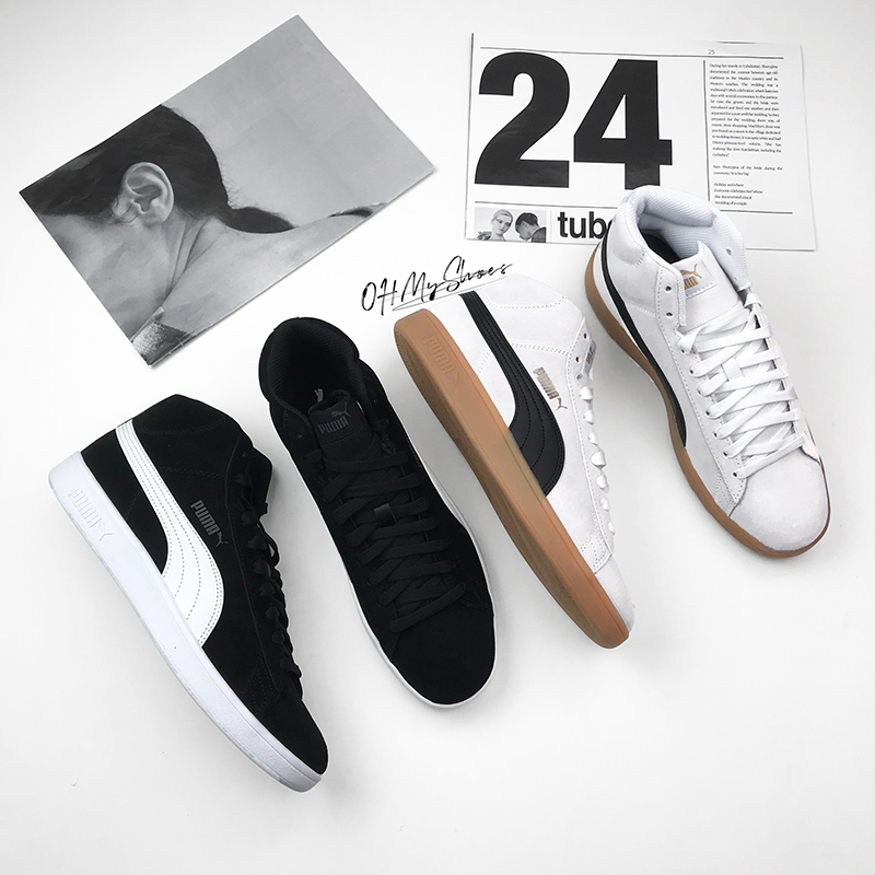 PUMA正品！男女高帮反毛皮板鞋