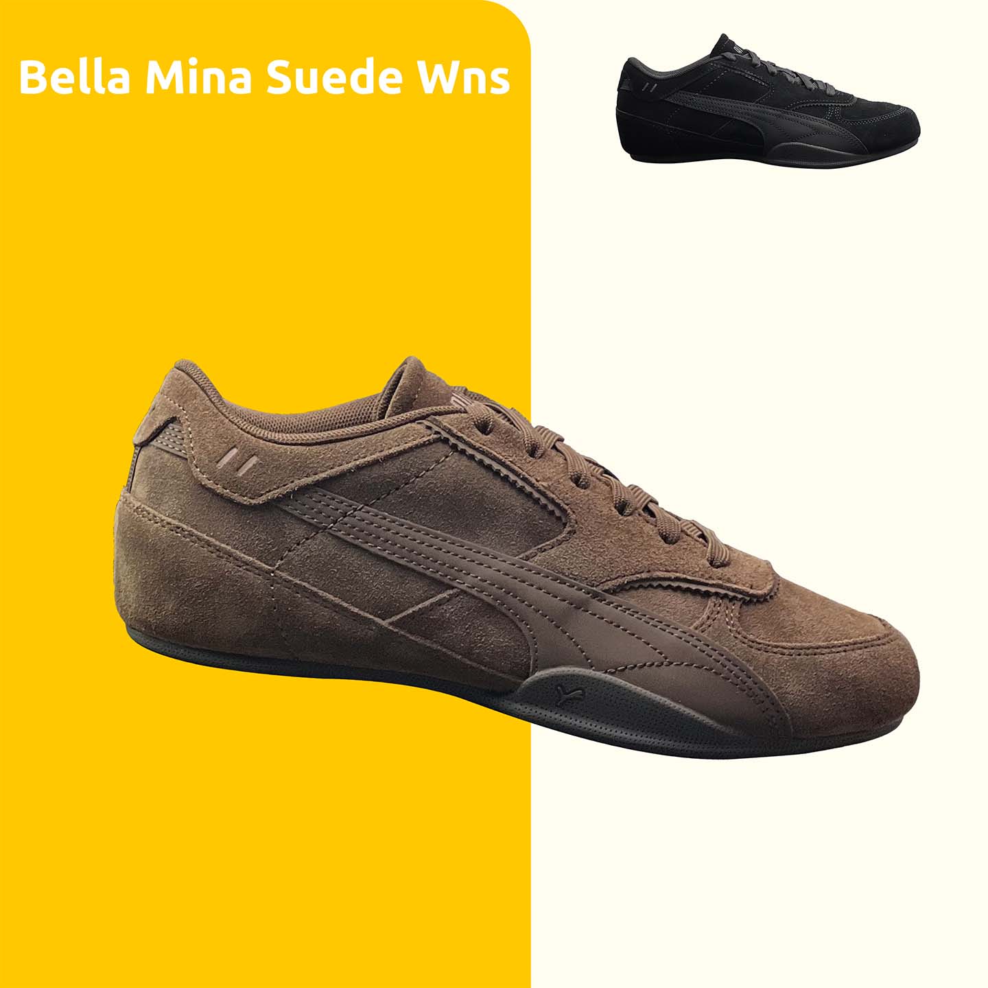 PUMA Bella低帮男鞋女鞋秋冬全黑反毛皮情侣薄底轻便休闲鞋407671