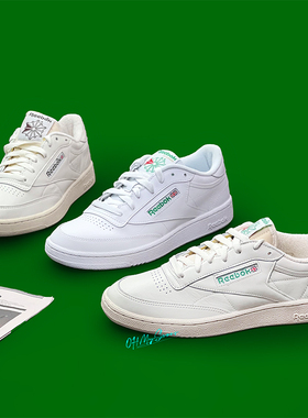 Reebok锐步CLUB C男鞋女鞋低帮复古牛皮休闲小白鞋AR0456/DV6434