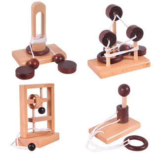 拓扑学解绳趣味解压益智玩具立柱解绳子脱困木制死里逃生桌面玩具