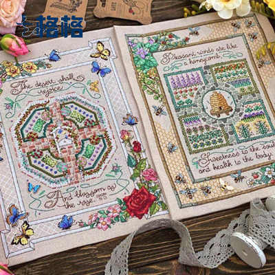 DMC十字绣棉质玫瑰蜜蜂花卉花园