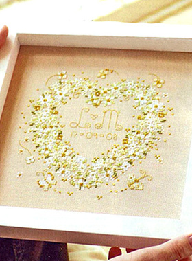 DMC十字绣法国手工简单情侣礼物 爱情纪念日 绿色的心珠绣版