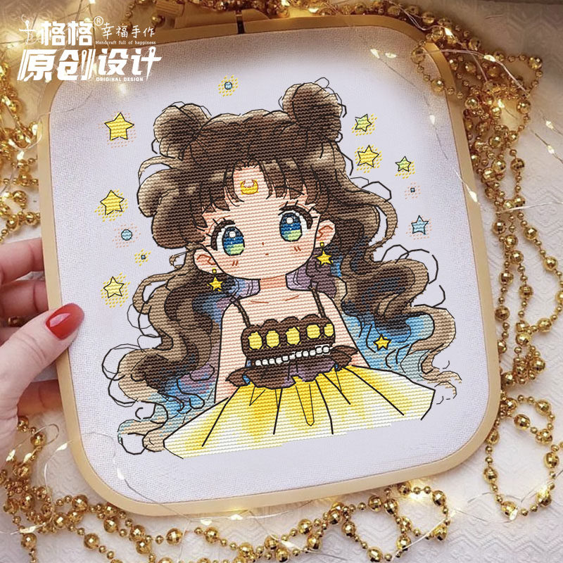 十格格十字绣DMC绣线25-11月 原创设计 美少女战士头像系列 露娜