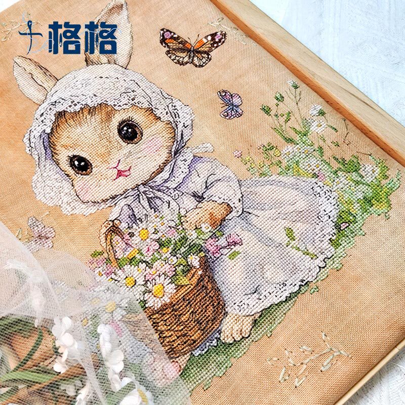 十字绣DMC绣线套件 10月 原创设计 复古森林动物  森林小兔