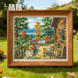十格格十字绣法国DMC绣线套件2026款 提供saga满绣 秋日湖畔别墅