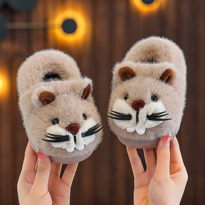 儿童棉鞋2025冬季新款男女童室内防滑加厚保暖小孩毛毛可爱棉拖鞋