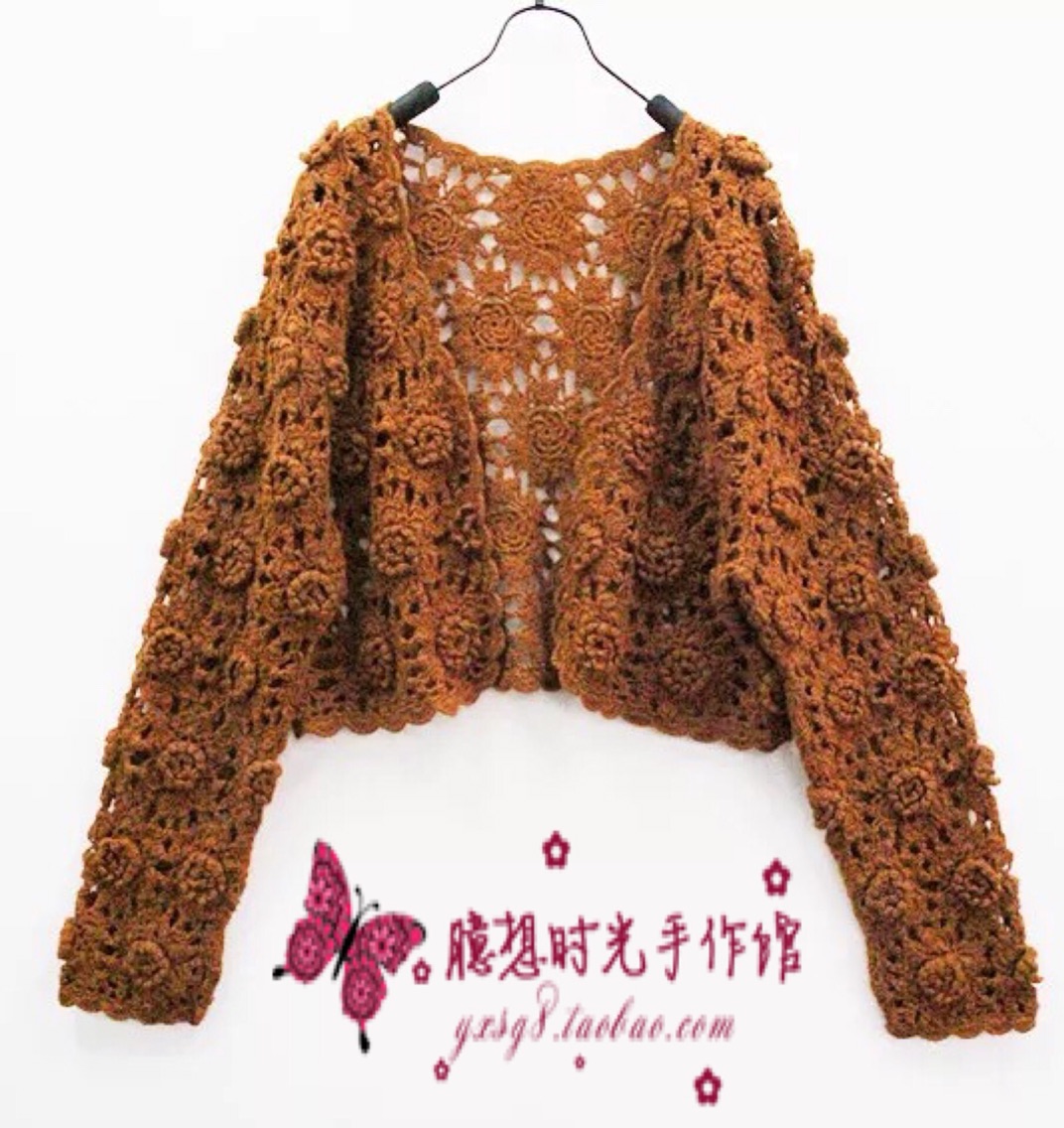 无货！定制手工钩花外套 vintag古着针织开衫 毛衣 钩编大衣