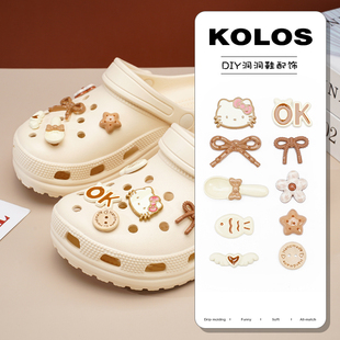 原创洞洞鞋配饰可爱HelloKitty鞋花蝴蝶结装饰扣diy配件KT猫鞋扣