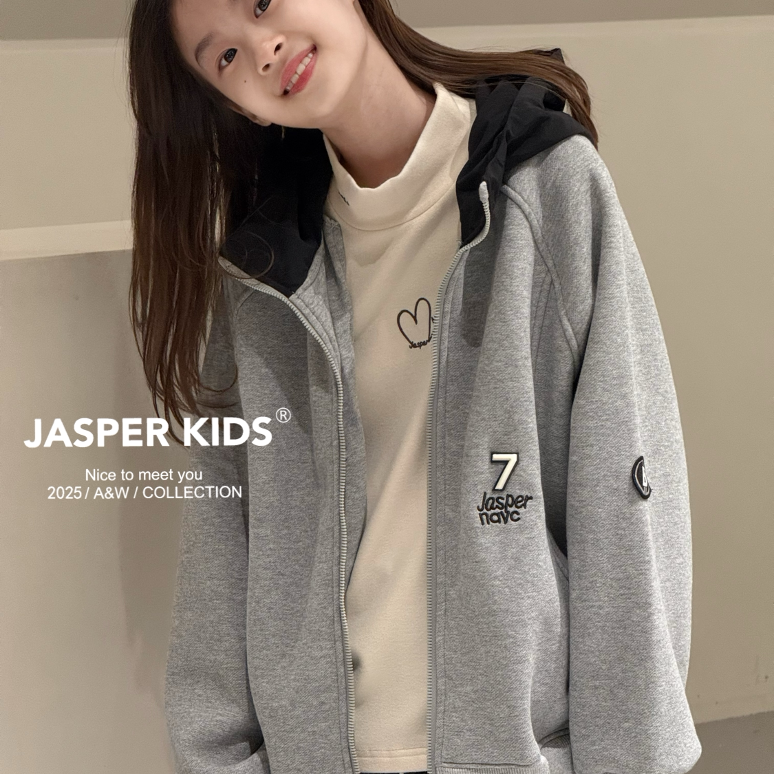 波拉童装JASPER儿童加绒卫衣外套