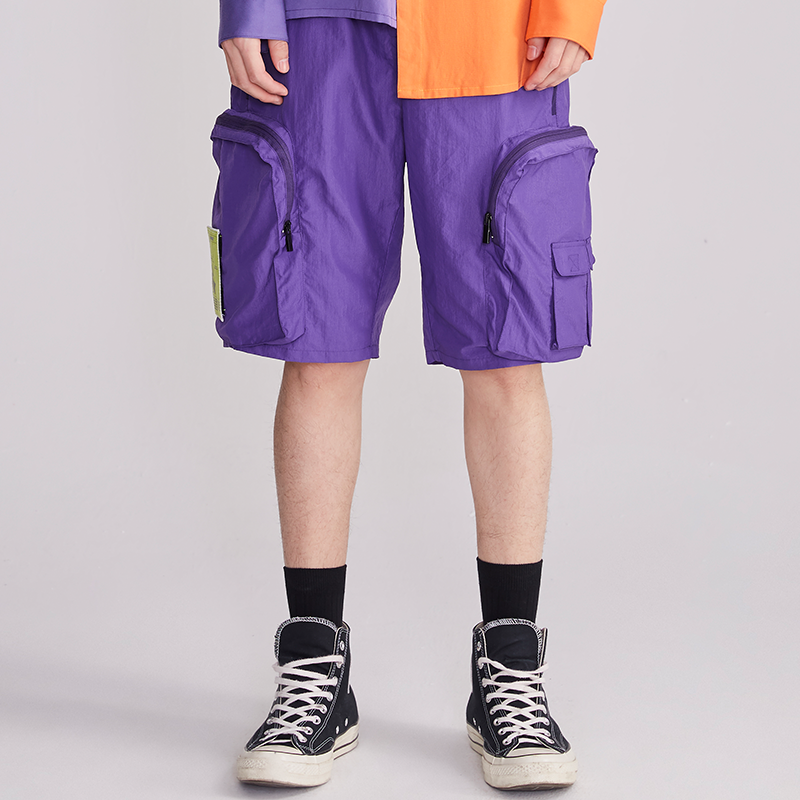 WARNING Chaopai Spring and summer street Hip hop violet Multiple pockets Overalls leisure time Easy shorts Five point pantsin the Men's clothing, Casual pants  category - from Buy2taobao.com to provide professional Taobao agent buy service