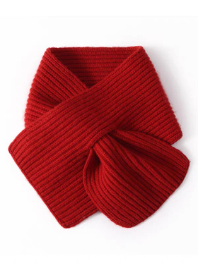 潮流百搭亲肤实用舒适100%纯山羊绒围脖女红色针织保暖护颈椎围巾