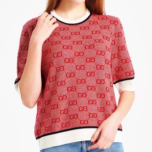 换季清仓短袖女士圆领背心套衫百搭轻奢毛衣G家针织T恤大码可定制