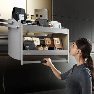 正品悍高希勒升降机吊柜升降拉篮 下拉式调味篮太空铝吊柜置物架