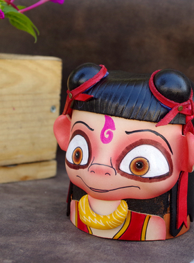 哪咤可爱风存钱罐笔筒书房摆件