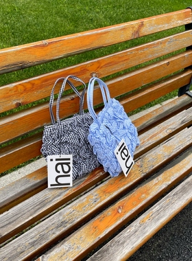 现货顺丰 HAI英国小众设计师品牌限量版复古棉绸面褶皱手提腋下包