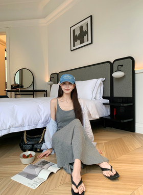 果果家 现货秒发/中长款内搭吊带裙女夏季修身显瘦百搭休闲连衣裙