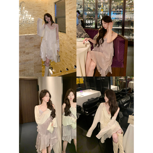 果果家 现货秒发/新款不规则无袖背心连衣裙女不对称高级感连衣裙