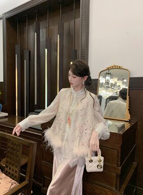 果果家   2026秋新款国风重工串珠设计马甲女气质百搭马夹上衣