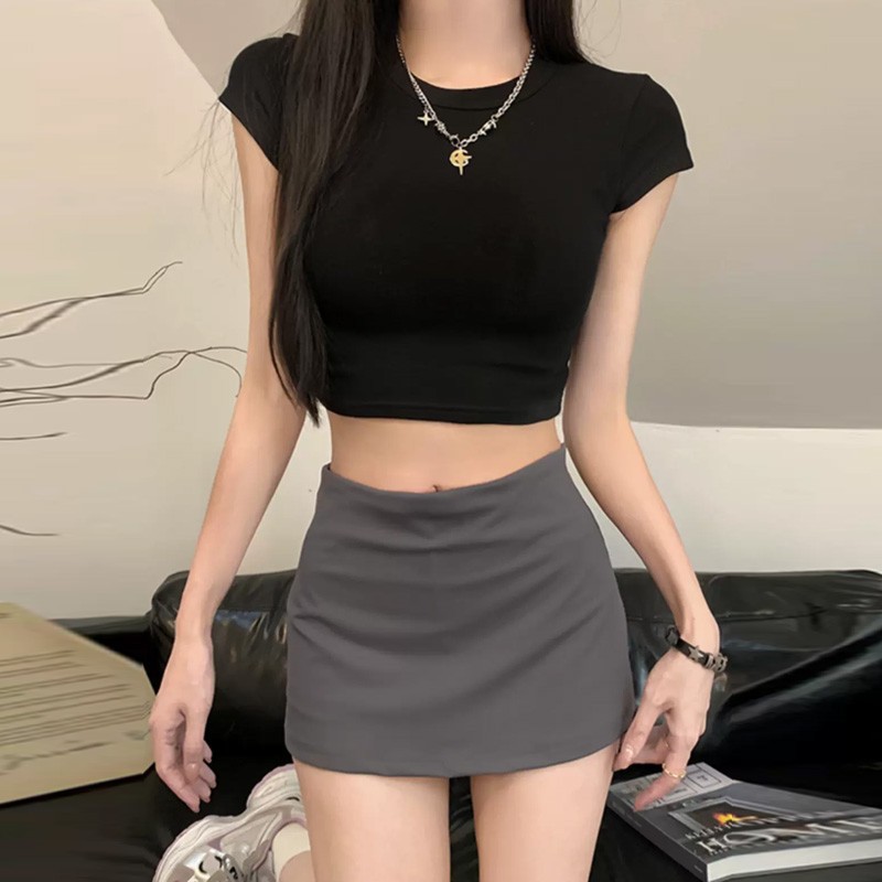 美式辣妹运动短裙女夏2026新款黑色半身裙大码胖mm瑜伽包臀裤裙子
