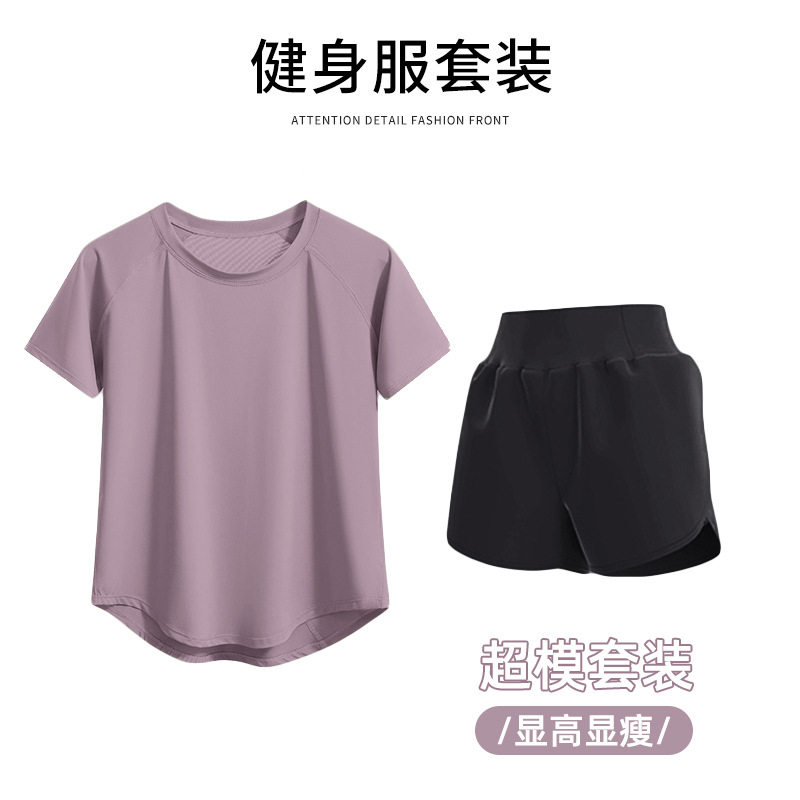 网球运动套装女短袖训练服户外跑步速干衣显瘦羽毛球T恤健身服