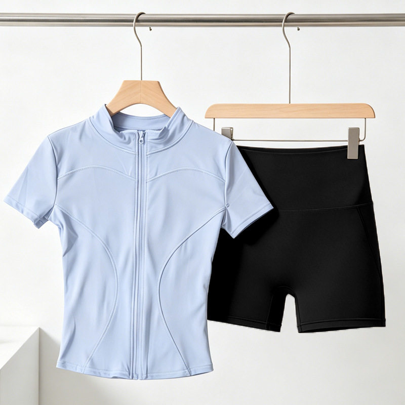 胖mm运动短袖女紧身速干瑜伽服t恤跑步普拉提训练健身上衣外套夏
