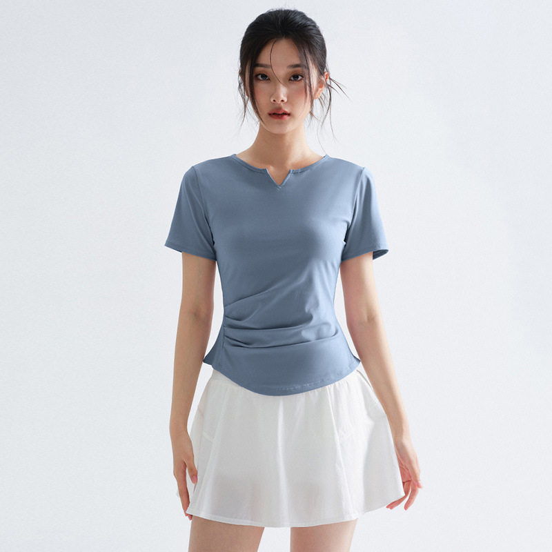 运动短袖T恤女夏季透气速干上衣短裙大码户外跑步训练健身瑜伽服