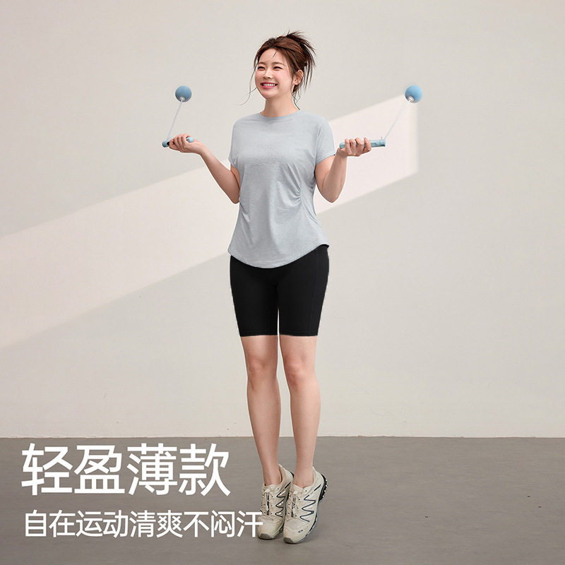 胖mm大码运动上衣女夏季凉感速干短袖修身显瘦瑜伽短裤健身服套装