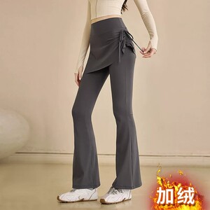 假两件微喇鲨鱼裤女外穿春秋季加绒加厚喇叭裤弹力健身舞蹈瑜伽裤