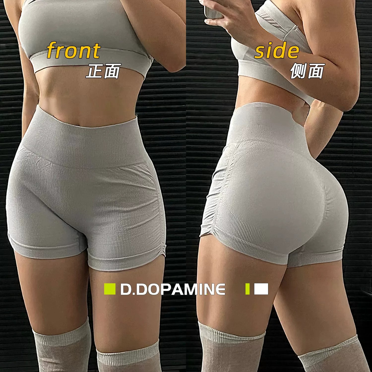 健身裤女裸感高弹瑜伽短裤收腹提臀普拉提夏季外穿跑步运动三分裤