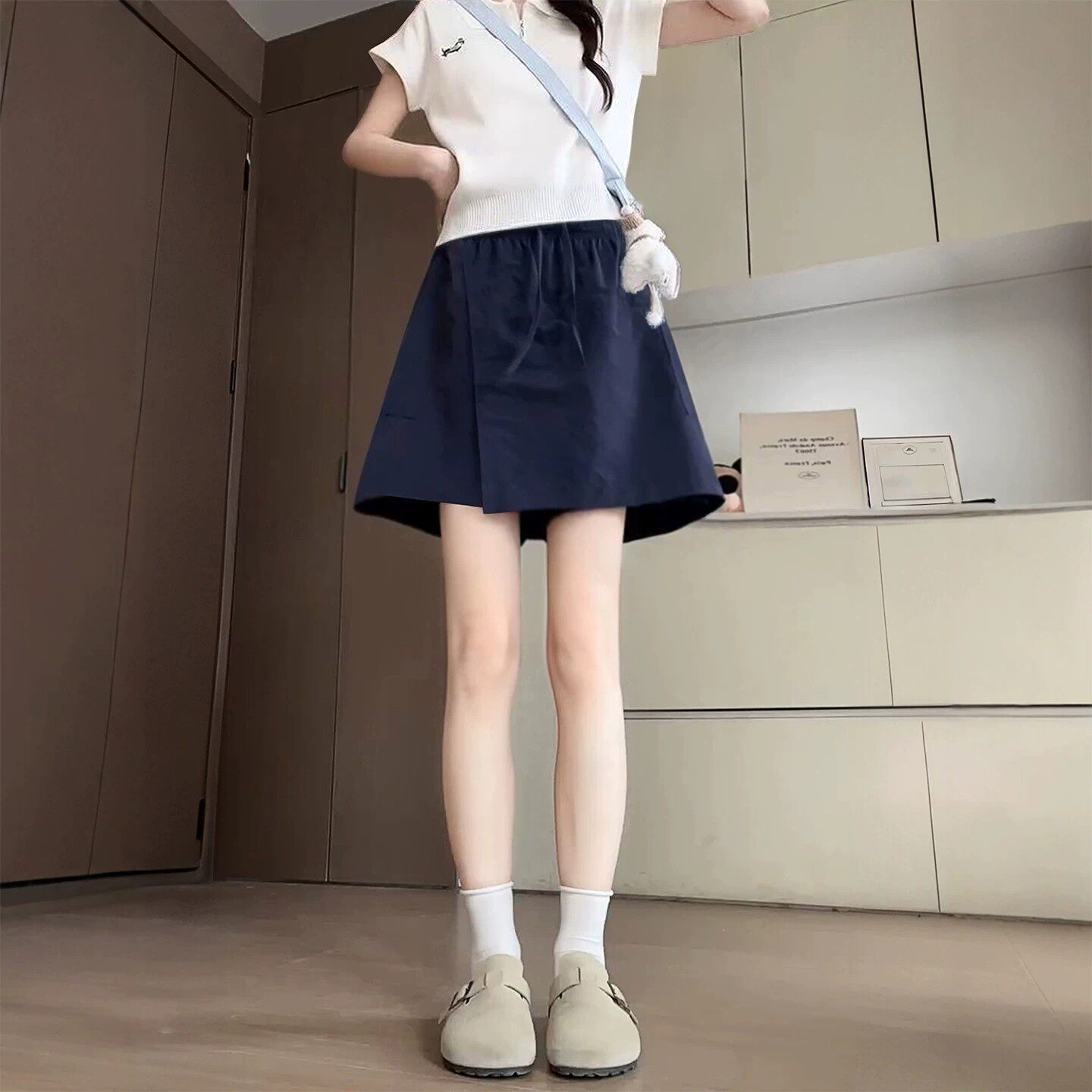 山本工装裙裤女休闲短裤夏季薄款大码胖mm高腰遮胯显瘦a字五分裤