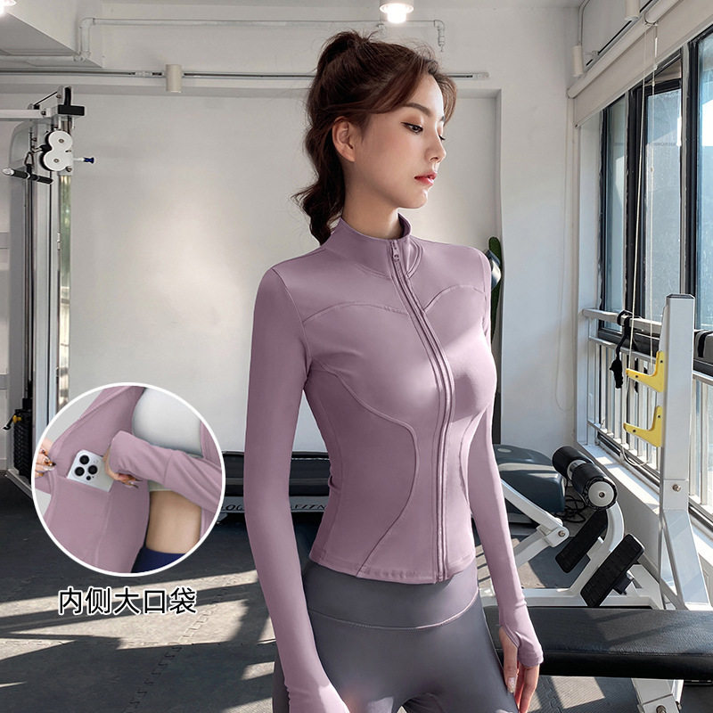 骑行胖MM显瘦瑜伽服上衣瑜伽长袖女薄款紧身外套健身服修身运动