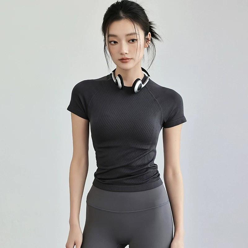 瑜伽服运动速干衣女健身房跑步训练T恤紧身短袖上衣套装修身背心