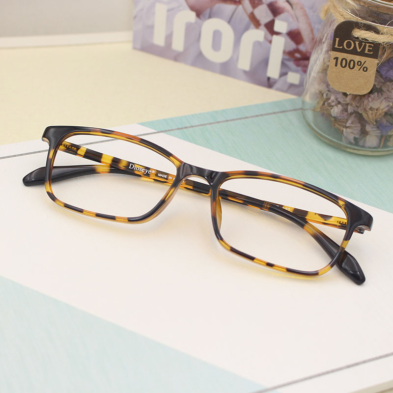 韩国超轻tr90近视眼睛茶框豹纹小扁框女细框眼镜架配高度数黑框男