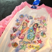 Daiwing t恤卡通防晒罩衫 继续多巴胺 早秋星星拼色甜妹插肩长袖