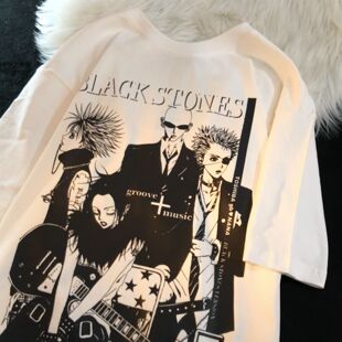 Daiwing 夏季大崎娜娜教主殿下Black Stones卡通动漫短袖青春t恤