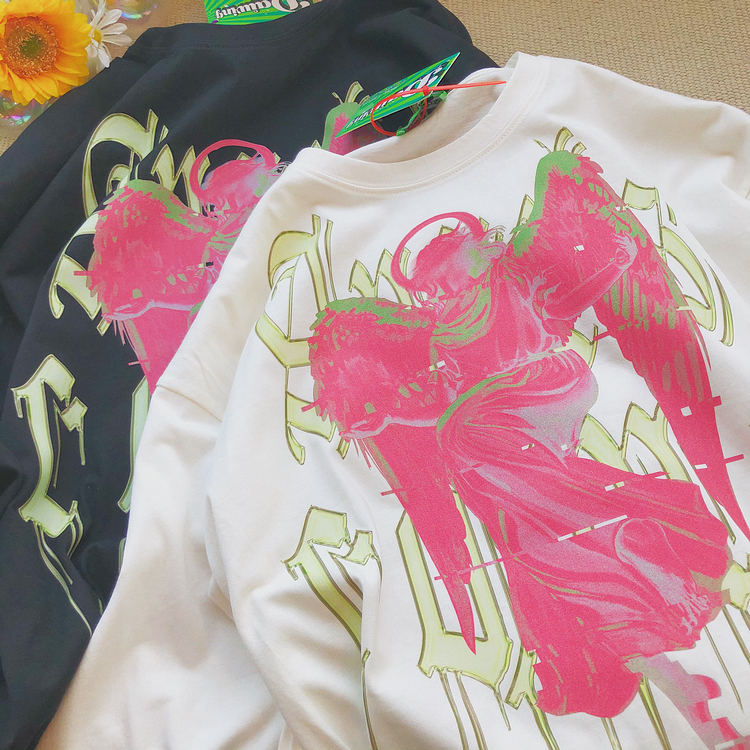 Daiwing 赛博天使 原创设计感小众潮流印花情侣百搭宽松圆领长袖