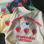 青春休闲校园洋气百搭长袖 一天 宽松T恤 今天也是草莓味 Daiwing